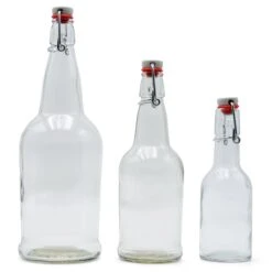 Clear EZ Cap Bottles W/ Swing Top - 16 Oz -Liquor Discount Store 41008 Clear EZ Cap Bottles Swing Tops three closed 7b3bcf3b 014e 4362 85ab ef6f767f181a